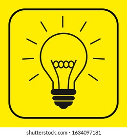 Light bulb line icon vector, isolated on yellow background. Idea sign, solution, thinking concept. Electric light Electricity, brightness. Modern flat style for graphic design, website, UI.