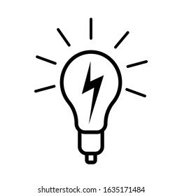 Light Bulb line icon vector, isolated on white background. Idea sign, solution, thinking concept. Lighting Electric lamp. Electricity, shine. Trendy Flat style for graphic design