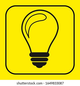 Light bulb line icon vector, isolated on yellow background. Idea sign, solution, thinking concept. Electric light Electricity, brightness. Modern flat style for graphic design, website, UI.