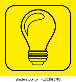 Light bulb line icon vector, isolated on yellow background. Idea sign, solution, thinking concept. Electric light Electricity, brightness. Modern flat style for graphic design, website, UI.