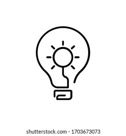 Light Bulb line icon vector, isolated on white background. Idea sign, solution, thinking concept. Lighting Electric lamp. Electricity, shine. Trendy Flat style for graphic design, Web site, UI. EPS