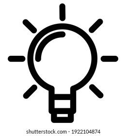 Light Bulb line icon vector, isolated on white background. Idea sign, solution, thinking concept. Lighting Electric lamp. Electricity, shine. Trendy Flat style for graphic design, Web site, UI.