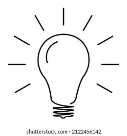 Vector de icono de la línea de la bombilla de luz, señal de Idea, solución, concepto de pensamiento, iluminación lámpara eléctrica. Electricidad, icono de idea, icono de luz
