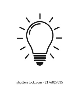 Light bulb line icon vector, isolated on white background.