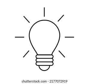Light Bulb line icon vector, isolated on white background. Idea sign, solution, thinking concept. Lighting Electric lamp. Electricity, shine. Trendy Flat style for graphic design, Web site, UI.