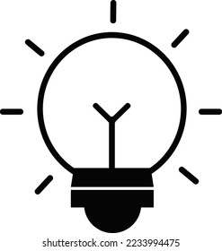 Light Bulb line icon vector, isolated on white background. Idea sign, solution, thinking concept. Lighting Electric lamp. Electricity, shine. Trendy Flat style for graphic design, Web site, UI. EPS