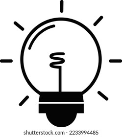 Light Bulb line icon vector, isolated on white background. Idea sign, solution, thinking concept. Lighting Electric lamp. Electricity, shine. Trendy Flat style for graphic design, Web site, UI. EPS
