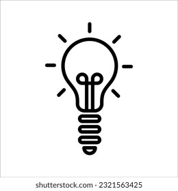 Light bulb line icon vector, isolated on white background. Idea sign, solution, thinking concept. Electric lighting lamps. Electric, shining. Trend data style for graphic design, Web site, UI. EPS