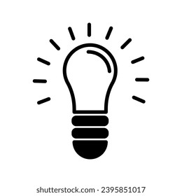 Light Bulb line icon vector, isolated on white background. Idea sign, solution, thinking concept. Lighting Electric lights. Electric, shining. Trendy Flat style for graphic design, Website.