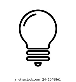 Light Bulb line icon vector, isolated on white background. Idea sign, solution, thinking concept. Lighting Electric lamp. Electricity, shine. Trendy Flat style for graphic design, Web site, UI. EPS