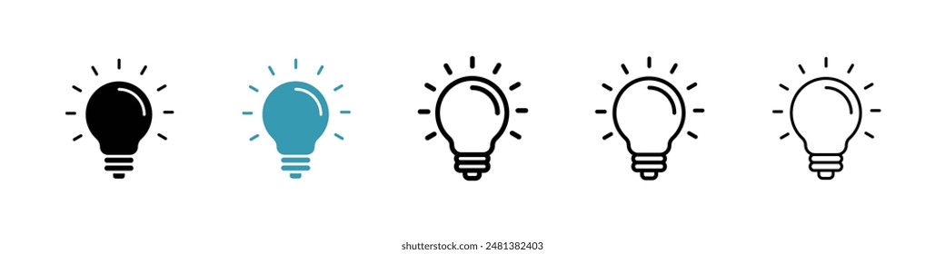 Glühlampenlinien-Symbol-Vektorgrafik eingestellt.