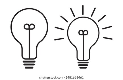 Light Bulb line icon vector, isolated on white background. Idea sign, solution, thinking concept. Lighting Electric lamp. Electricity, shine. Trendy Flat style for graphic design, Web site, UI. EPS