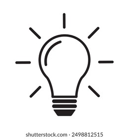 Light Bulb line icon vector, isolated on white background. Idea sign, solution, think concept. Analytical thinking for processing. Lighting Electric lamp. Electricity, shine.Trendy Flat style EPS.