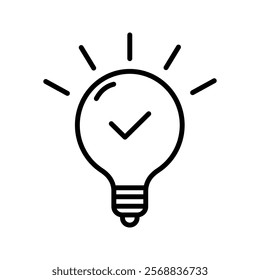 Light bulb line icon vector, isolated on white background. Idea sign, solution, thinking concept. Electric lighting lamps. Electric, shining. Trend data style for graphic design, Web site, UI. EPS
