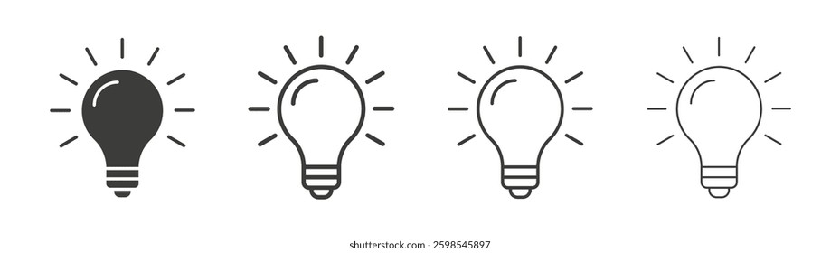 Light bulb line icon vector illustration set.