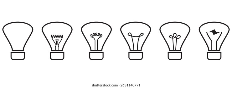 Light Bulb line icon vector, isolated on white background. Idea sign, solution, thinking concept. Lighting Electric lamp, electricity, shine, shiny. Flat style for graphic design, logo, web site, UI.