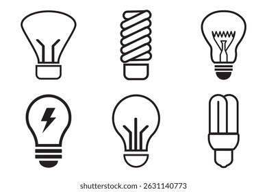 Light Bulb line icon vector, isolated on white background. Idea sign, solution, thinking concept. Lighting Electric lamp, electricity, shine, shiny. Flat style for graphic design, logo, web site, UI.