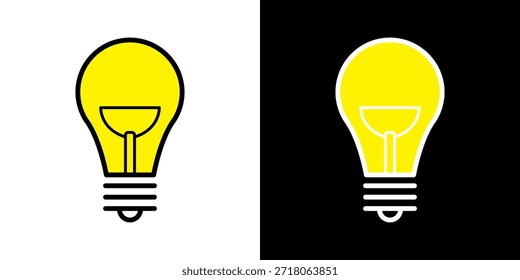 Vetor de ícone de linha de Lâmpada, isolado no fundo branco. Sinal de ideia, solução, conceito de pensamento. Iluminação Lâmpada elétrica, eletricidade, brilho, brilhante. Estilo plano para design gráfico, logotipo, site, UI.