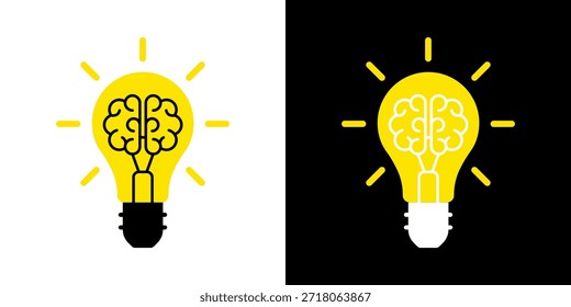 Vetor de ícone de linha de Lâmpada, isolado no fundo branco. Sinal de ideia, solução, conceito de pensamento. Iluminação Lâmpada elétrica, eletricidade, brilho, brilhante. Estilo plano para design gráfico, logotipo, site, UI.