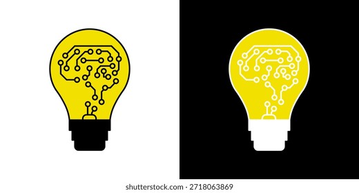 Vetor de ícone de linha de Lâmpada, isolado no fundo branco. Sinal de ideia, solução, conceito de pensamento. Iluminação Lâmpada elétrica, eletricidade, brilho, brilhante. Estilo plano para design gráfico, logotipo, site, UI.