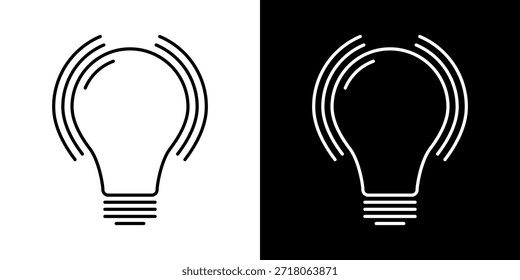 Vetor de ícone de linha de Lâmpada, isolado no fundo branco. Sinal de ideia, solução, conceito de pensamento. Iluminação Lâmpada elétrica, eletricidade, brilho, brilhante. Estilo plano para design gráfico, logotipo, site, UI.