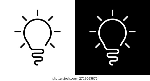 Vetor de ícone de linha de Lâmpada, isolado no fundo branco. Sinal de ideia, solução, conceito de pensamento. Iluminação Lâmpada elétrica, eletricidade, brilho, brilhante. Estilo plano para design gráfico, logotipo, site, UI.