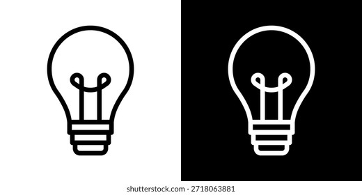 Vetor de ícone de linha de Lâmpada, isolado no fundo branco. Sinal de ideia, solução, conceito de pensamento. Iluminação Lâmpada elétrica, eletricidade, brilho, brilhante. Estilo plano para design gráfico, logotipo, site, UI.