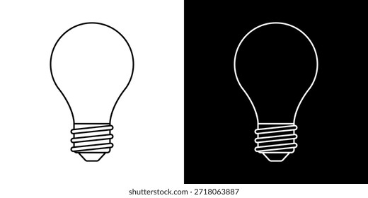 Vetor de ícone de linha de Lâmpada, isolado no fundo branco. Sinal de ideia, solução, conceito de pensamento. Iluminação Lâmpada elétrica, eletricidade, brilho, brilhante. Estilo plano para design gráfico, logotipo, site, UI.