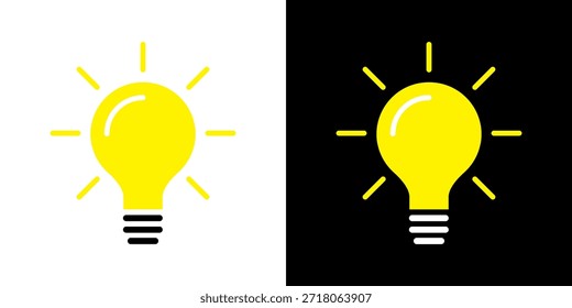 Vetor de ícone de linha de Lâmpada, isolado no fundo branco. Sinal de ideia, solução, conceito de pensamento. Iluminação Lâmpada elétrica, eletricidade, brilho, brilhante. Estilo plano para design gráfico, logotipo, site, UI.