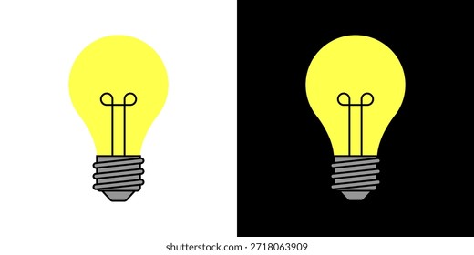 Vetor de ícone de linha de Lâmpada, isolado no fundo branco. Sinal de ideia, solução, conceito de pensamento. Iluminação Lâmpada elétrica, eletricidade, brilho, brilhante. Estilo plano para design gráfico, logotipo, site, UI.