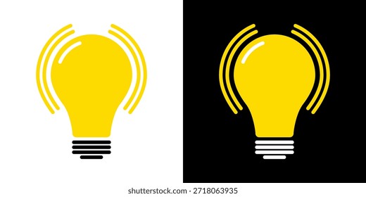 Vetor de ícone de linha de Lâmpada, isolado no fundo branco. Sinal de ideia, solução, conceito de pensamento. Iluminação Lâmpada elétrica, eletricidade, brilho, brilhante. Estilo plano para design gráfico, logotipo, site, UI.