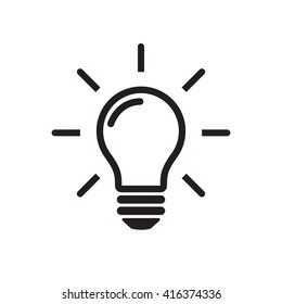 Light Bulb line icon vector,  isolated on white background. Idea sign, solution, thinking  concept. Lighting Electric lamp. Electricity, shine. Trendy Flat style for graphic design, Web site, UI. EPS - Shutterstock ID 416374336