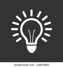 Light bulb line icon vector, isolated on black background. Idea sign, solution, thinking concept. Lighting Electric lamp illustration in flat style for graphic design, web site.