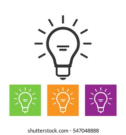 Light Bulb line icon vector, isolated on white background. Idea sign, solution, thinking concept. Lighting Electric lamp. Electricity, shine. Trendy Flat style for graphic design, Web site, UI. EPS