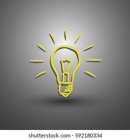 Light Bulb line icon vector, isolated on grey background. Idea sign, solution, thinking concept. Lighting Electric lamp