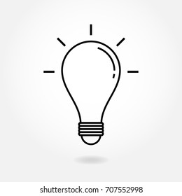 Light Bulb line icon vector isolated on white background with drop shadow, Idea sign, solution, thinking concept. Lighting Electric lamp. Electricity. graphic design.