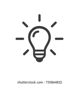 Light Bulb line icon vector, isolated on white background. Idea sign, solution, thinking concept. Lighting Electric lamp. Electricity, shine. Trendy Flat style for graphic design, Web site.
