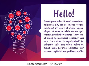 Light Bulb line icon vector, isolated on abstract background. Idea sign, solution, thinking concept. Lighting Electric lamp. Electricity, shine. Trendy Flat style for graphic design, Web site, UI. EPS
