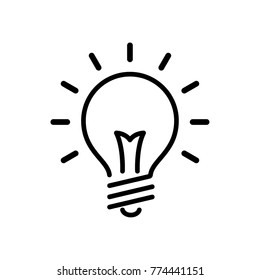 Light Bulb line icon vector, isolated on white background. Idea sign, solution, thinking concept. Lighting Electric lamp. Electricity, shine. Trendy Flat style for graphic design. EPS