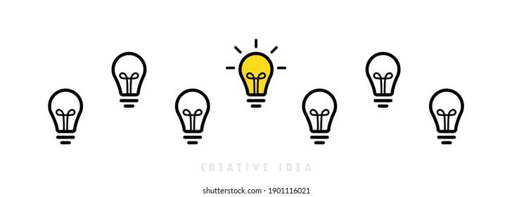 Light bulb line icons set vector. Bulb, ideas, Creative icon symbol. Bulb icon