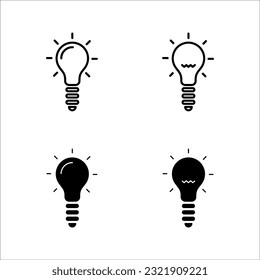 Light bulb line icons set vector, isolated on white background. Idea sign, solution, thinking concept. Electric lighting lamps. Electric, shining. Trending data style for graphic design, website, UI. 