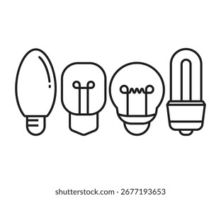 Conjunto de iconos de línea de bombilla