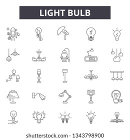 Light bulb line icons for web and mobile design. Editable stroke signs. Light bulb  outline concept illustrations