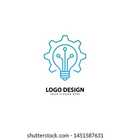 light bulb line logo design energy, concept idea of ​​electric power 