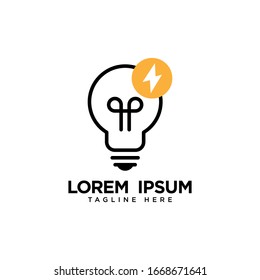 light bulb line logo design energy, concept idea of ​​electric power