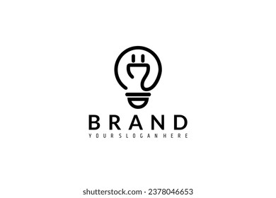 light bulb line logo design template