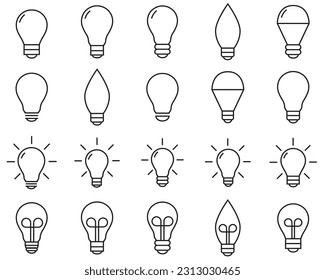 Light bulb line set icon, idea logo vector