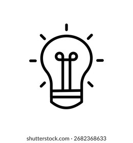 Línea de bombilla Vector de icono simple, signo de la idea, solución, concepto de pensamiento, ilustración de bombilla eléctrica.