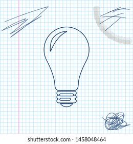 Light bulb line sketch icon isolated on white background. Energy and idea symbol. Lamp electric. Vector Illustration
