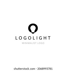 Modelo de logotipo de línea de bombilla ligera para el diseño del concepto de energía eléctrica ecológica.
